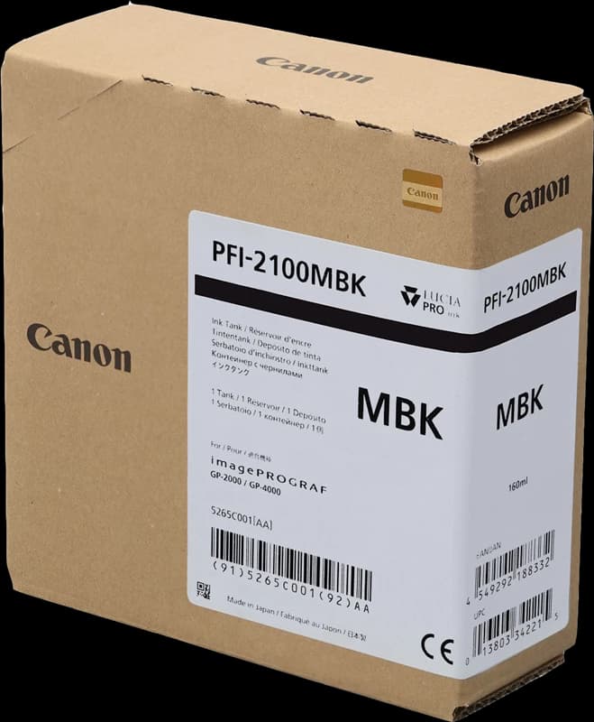 Original Canon PFI-2100mbk / 5265C001 Tinte Matt Schwarz 160ml