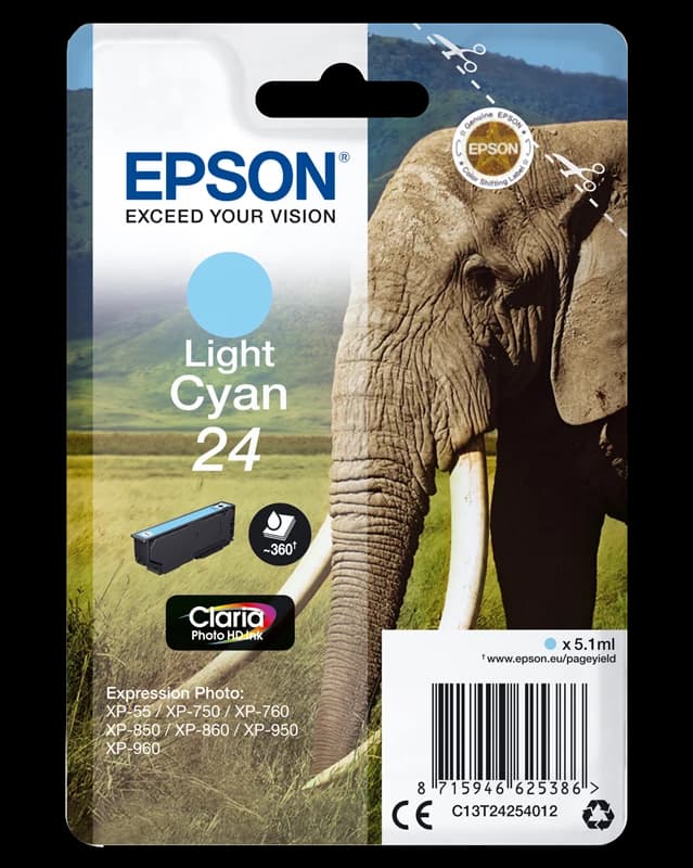 Original Epson C13T24254012 / 24 Tinte Cyan bis zu 360 Seiten