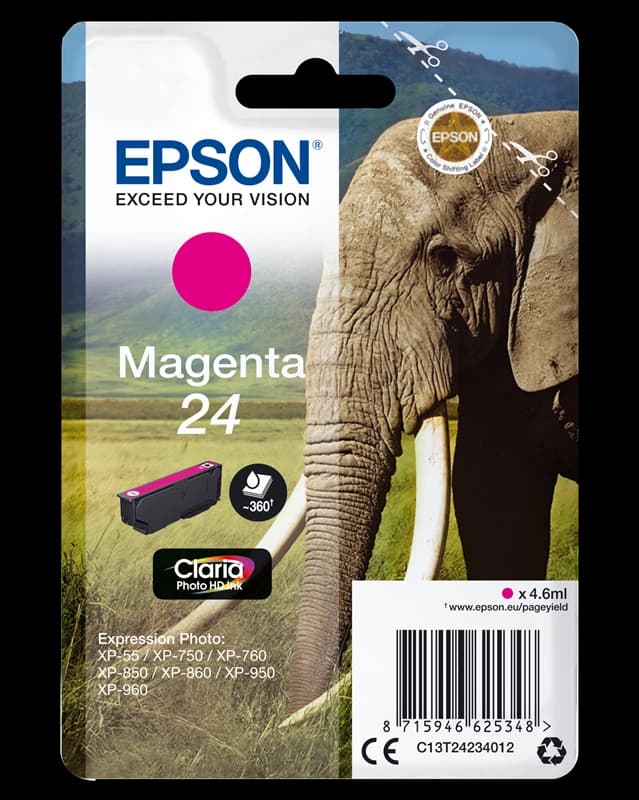 Original Epson C13T24234012 / 24 Tinte Magenta bis zu 360 Seiten