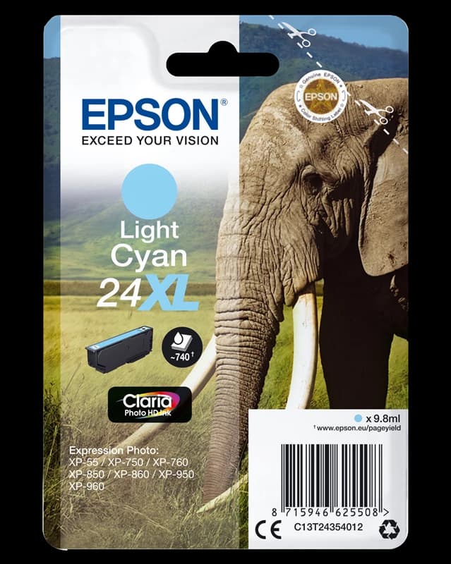 Original Epson C13T24354012 / 24 XL Tinte Cyan bis zu 740 Seiten