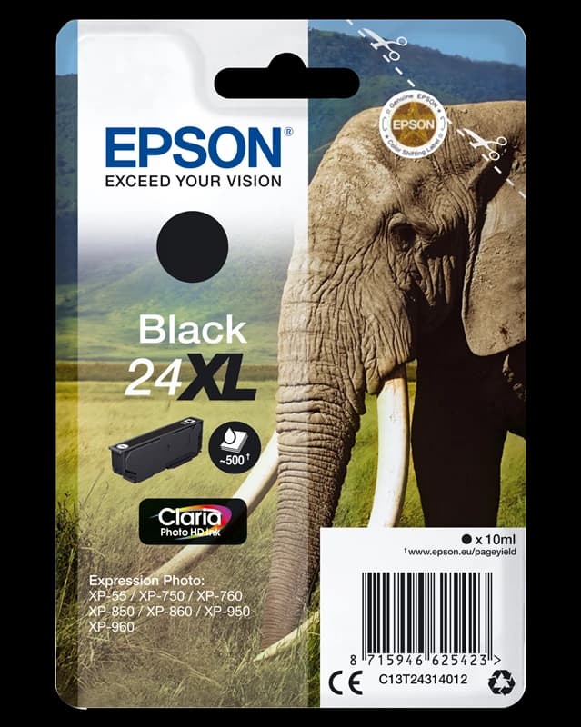 Original Epson C13T24314012 / 24 XL Tinte Schwarz bis zu 500 Seiten