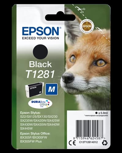 Original Epson T1281 / C13T12814012 Tinte Schwarz bis zu 170 Seiten 6ml