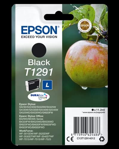 Original Epson T1291 / C13T12914012 Tinte Schwarz bis zu 380 Seiten 11ml