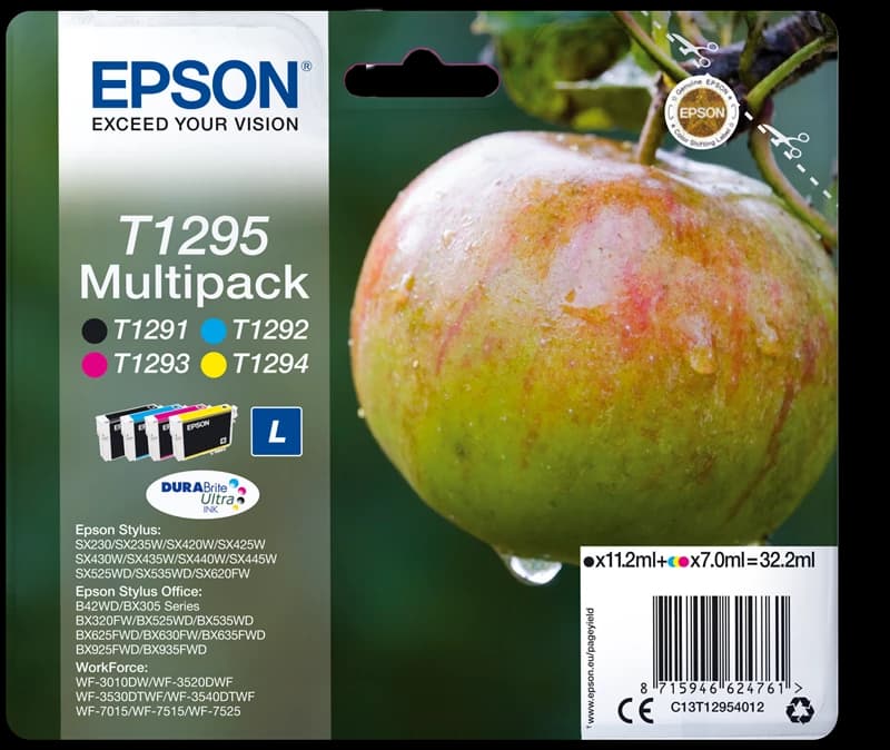 Original Epson C13T12954012 / T1295 Tinte Schwarz Cyan Magenta Gelb bis zu 1795 Seiten 35ml