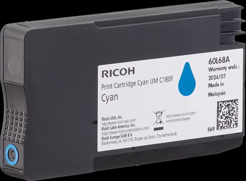 Original Ricoh 408518 / IJM C180F Tinte Cyan bis zu 1600 Seiten
