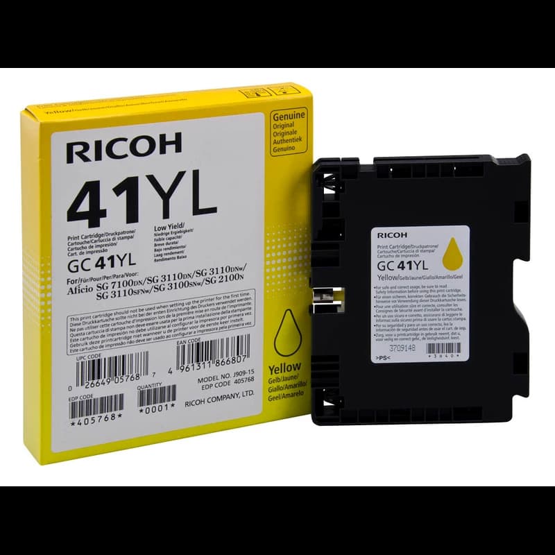 Original Ricoh GC41YL / 405768 Tinte Gelb bis zu 600 Seiten 41ml