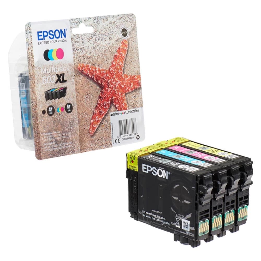 Original Epson 603XL / C13T03A64010 Tinte Schwarz Cyan Magenta Gelb 20ml Multipack