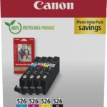Canon Cli 526 Schwarz Cyan Magenta Gelb Value Pack 10X15 Cm Fotopapier 50 Blatt