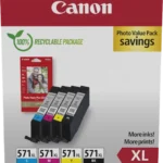 Canon Cli 571 Xl Schwarz Cyan Magenta Gelb Value Pack 10X15 Cm Fotopapier 50 Blatt